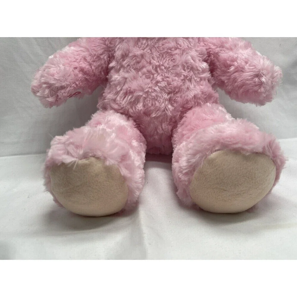 Build A Bear Pink Cuddles Teddy Heart Nose Swirly Fur Plush 16